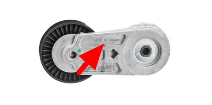 Fake Belt Tensioner for a Chevy, even stamped made in Canada (not true), but found on a Chinese aftermarket website.